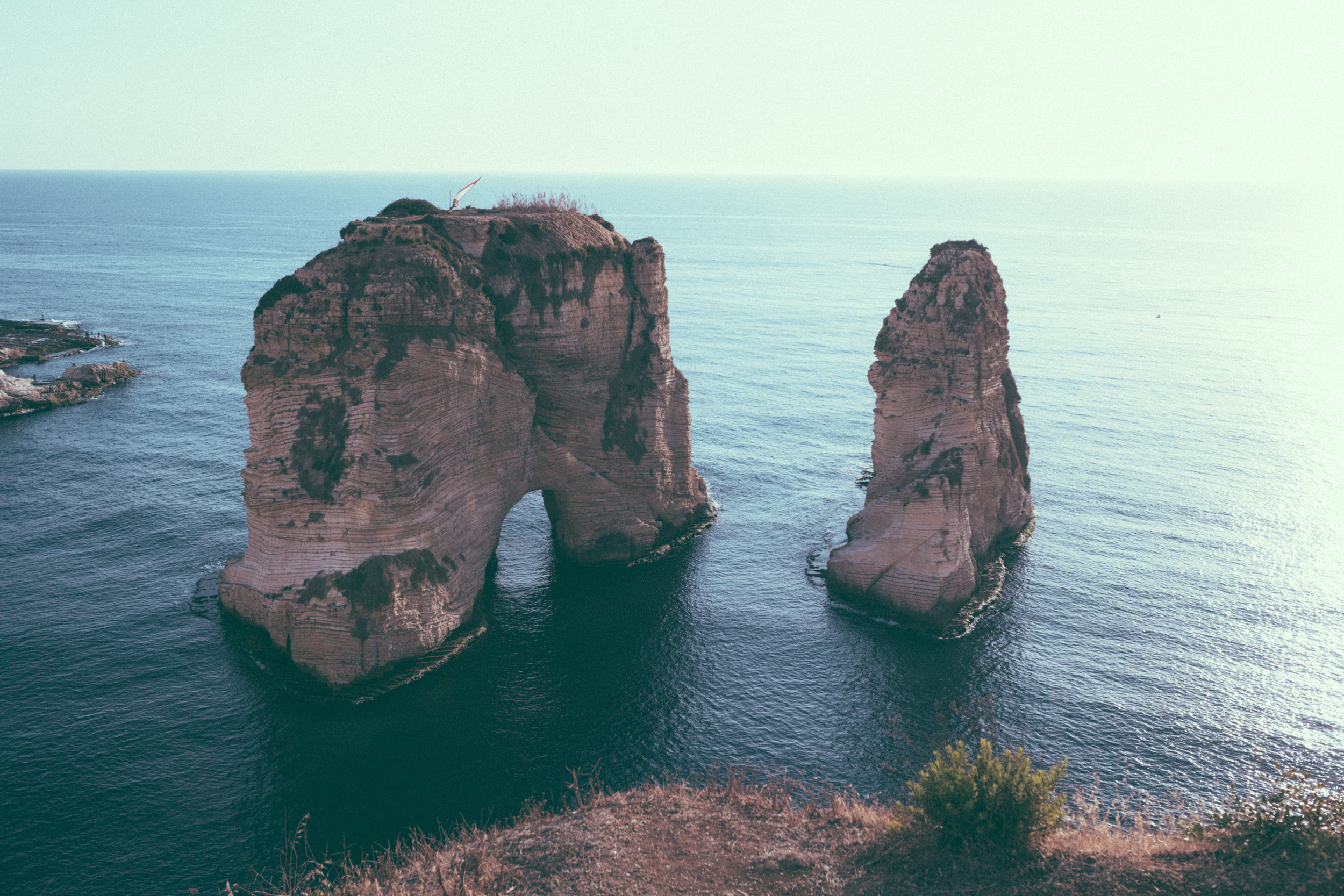 Sunset at the iconic Pigeons' Rock, RaouchÉ