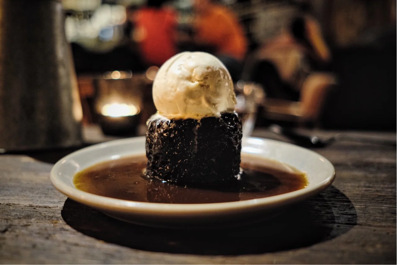 Sticky Toffee Pudding topped with Clotted Cream gelato at Smokestak