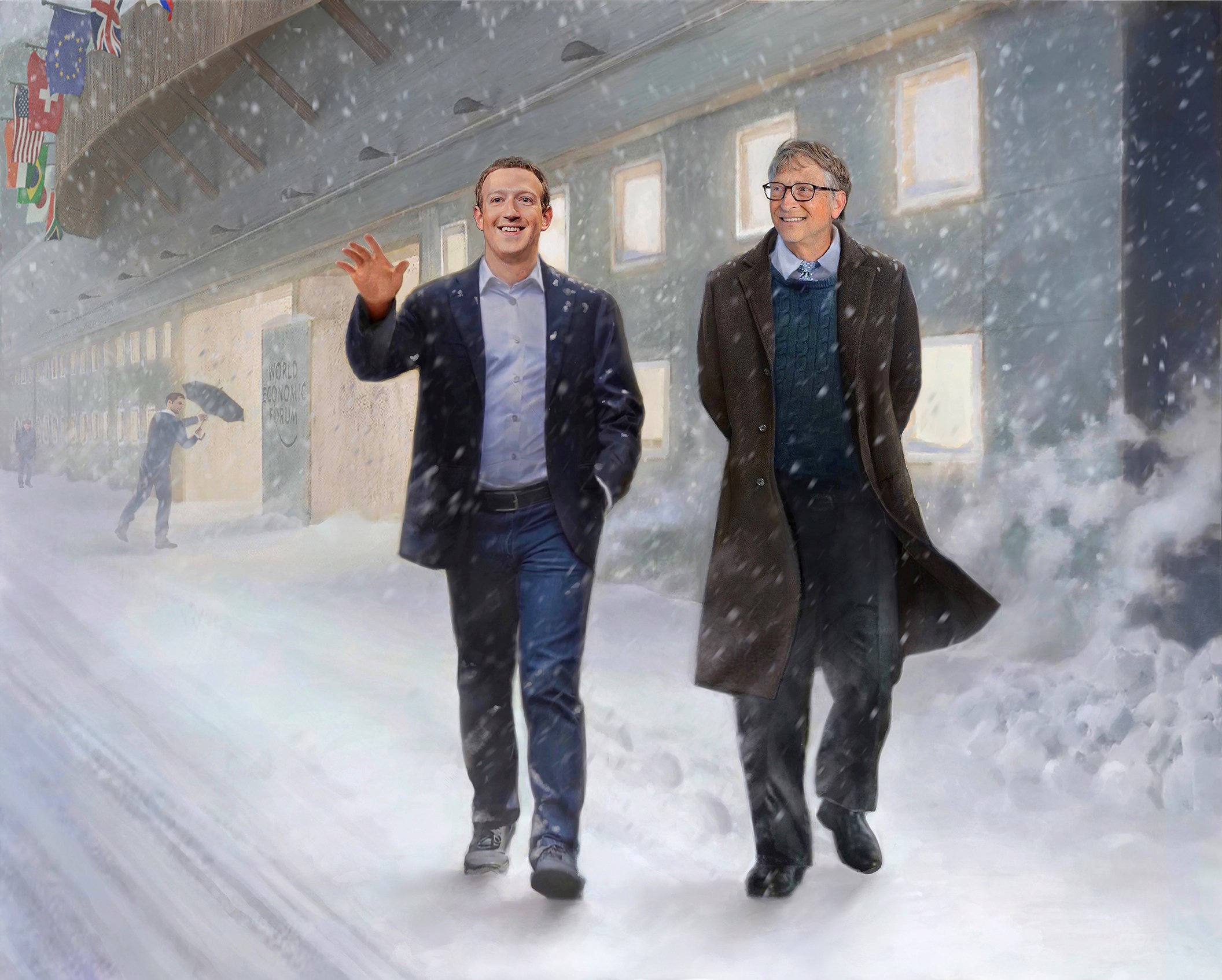 David Howe Painting Beloved Leader Mark Zuckerberg and Bill Gates contemporary art 2023