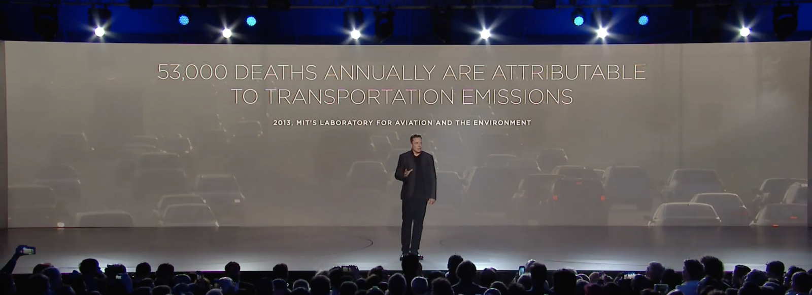 Musk establishes an enemy which his audience can align against: transportation emissions