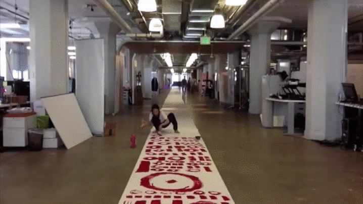 Qinmin Liu (MFA AP17) is featured on the creators project website highlighting her 5-day performance art piece, Coding , in which she created 328 feet of binary code carpeting Twitter’s Headquarters.