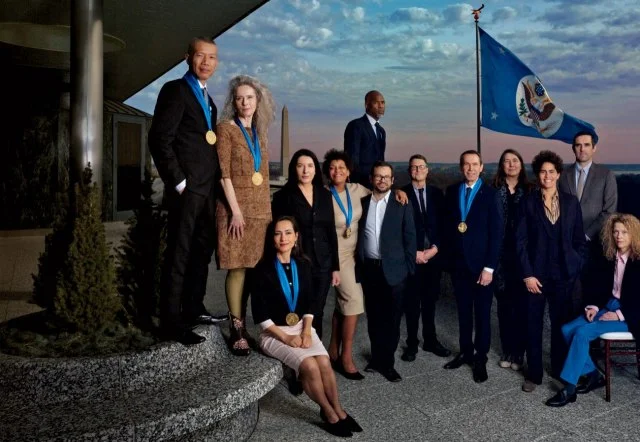 Art Practice mentor Carrie Mae Weems (5th from left) is a recipient of the first biennial U.S. Department of State Medal of Arts .