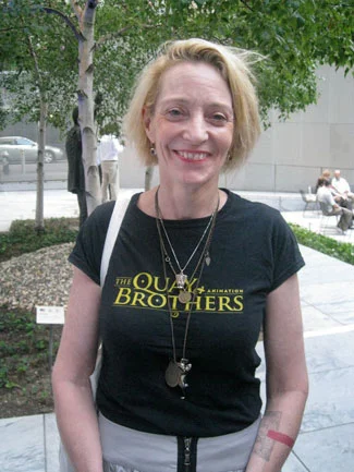 Art Practice faculty member Thyrza Goodeve at the opening of “Quay Brothers: On Deciphering the Pharmacist’s Prescription for Lip-Reading Puppets” at the Museum of Modern Art
