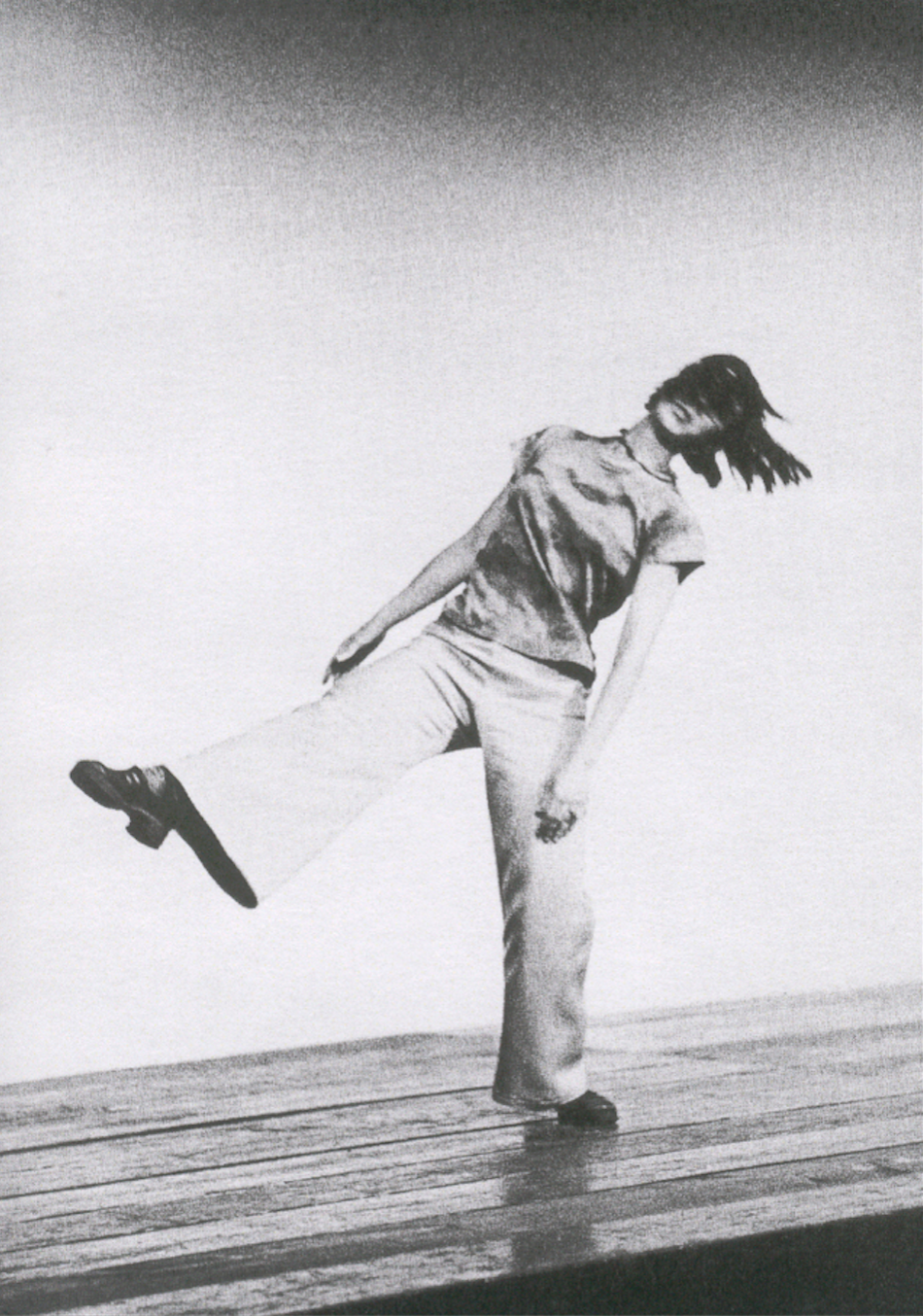 Yvonne Rainer performing Trio A at the Portland Center for Visual Arts in 1973. Courtesy of Yvonne Rainer. Photographer unknown.