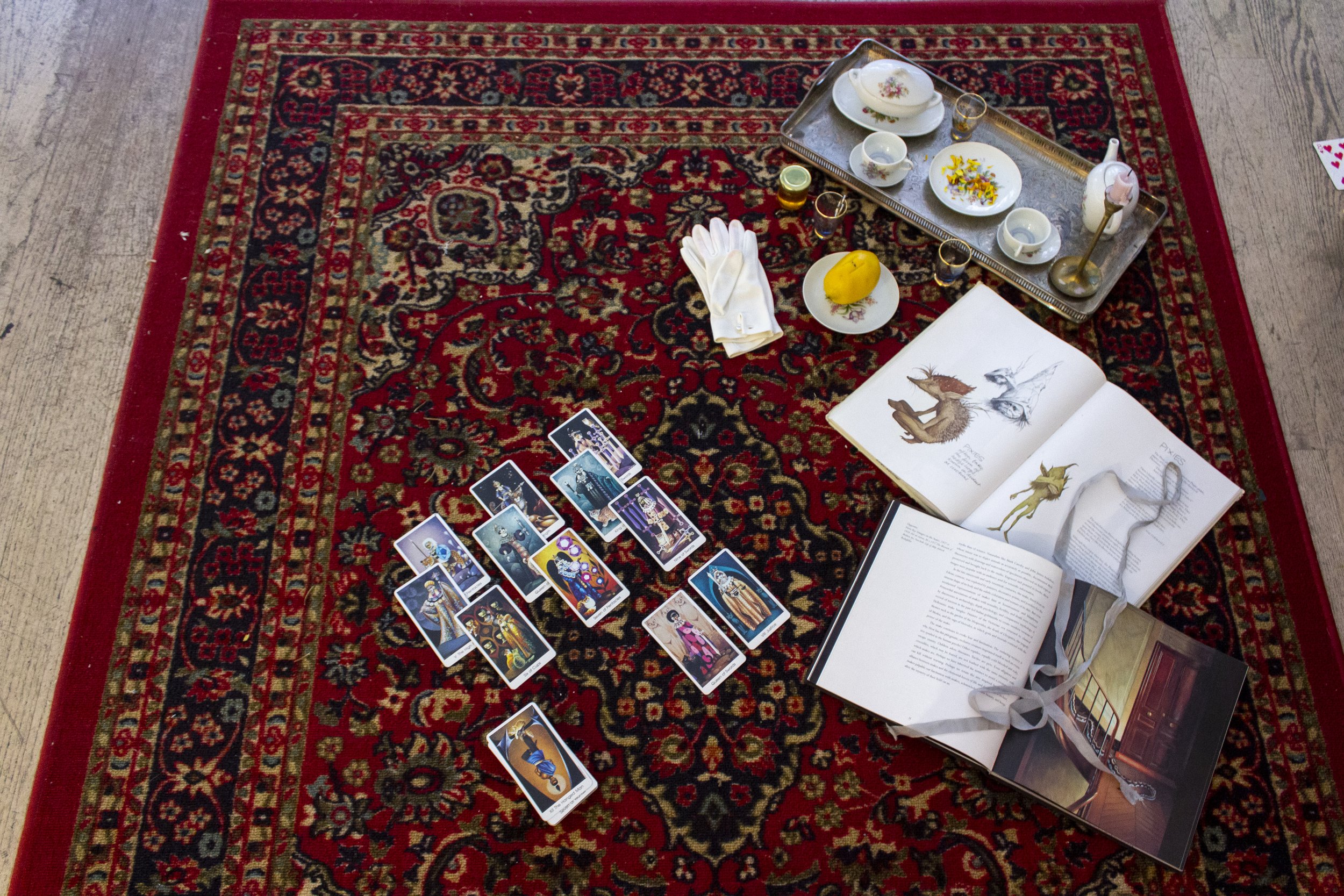  Rug with various items 