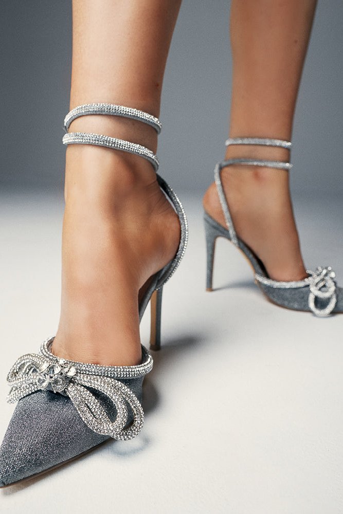 Elope Rhinestone Heel in Silver Glitter