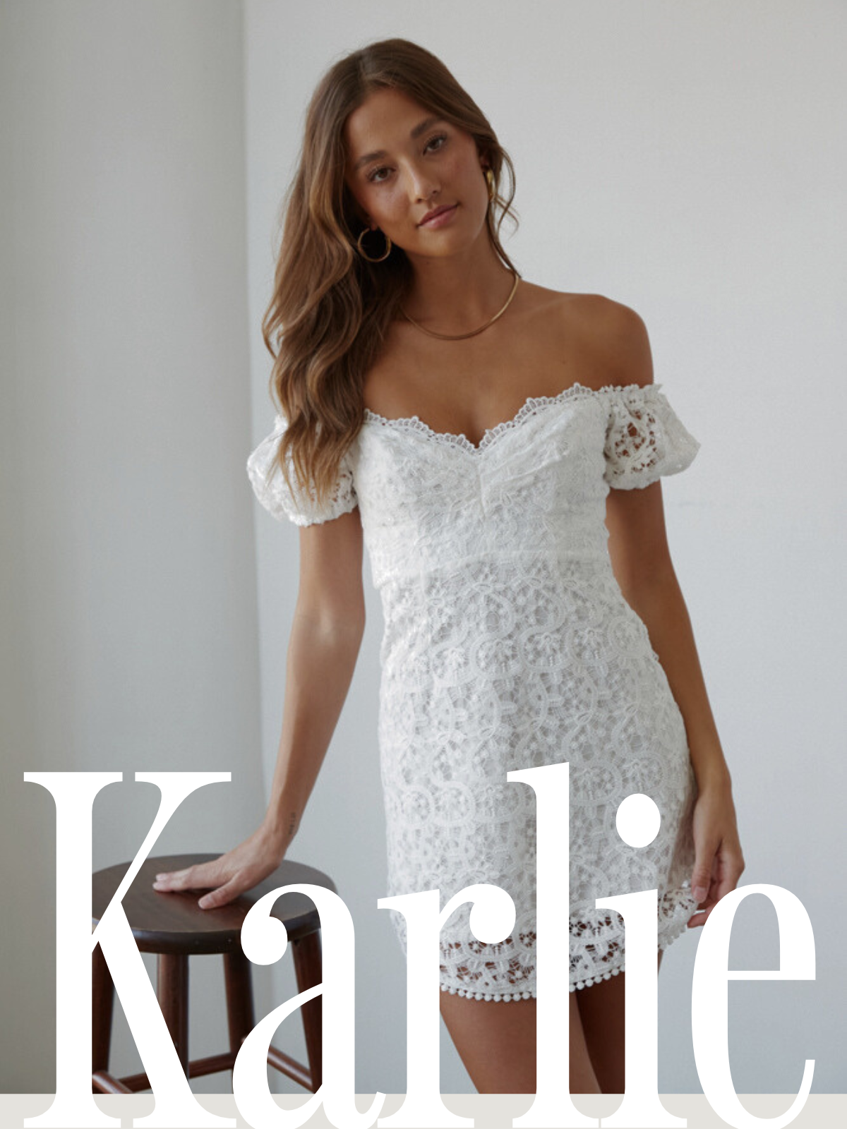 Karlie Lace Puff Sleeve Mini Dress in White
