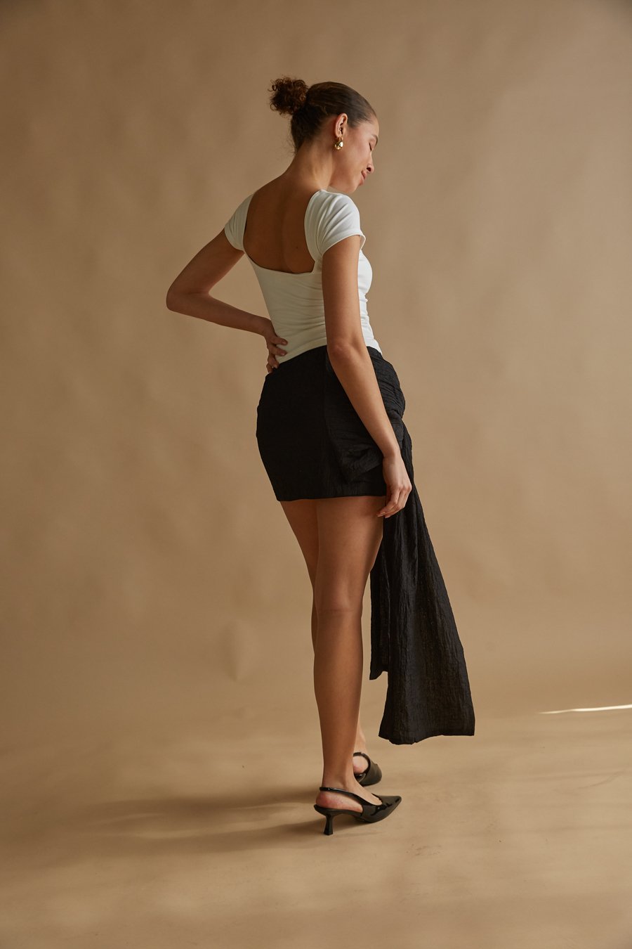 Georgina Bow Drape Mini Skirt