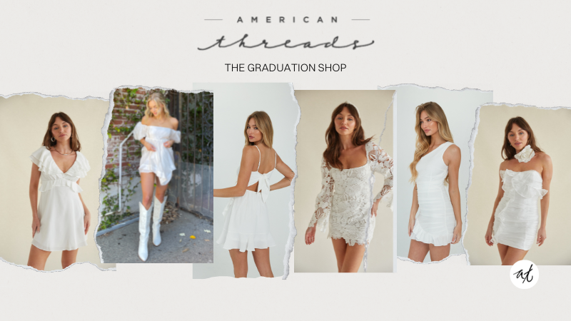white mini dresses for high school or college graduation