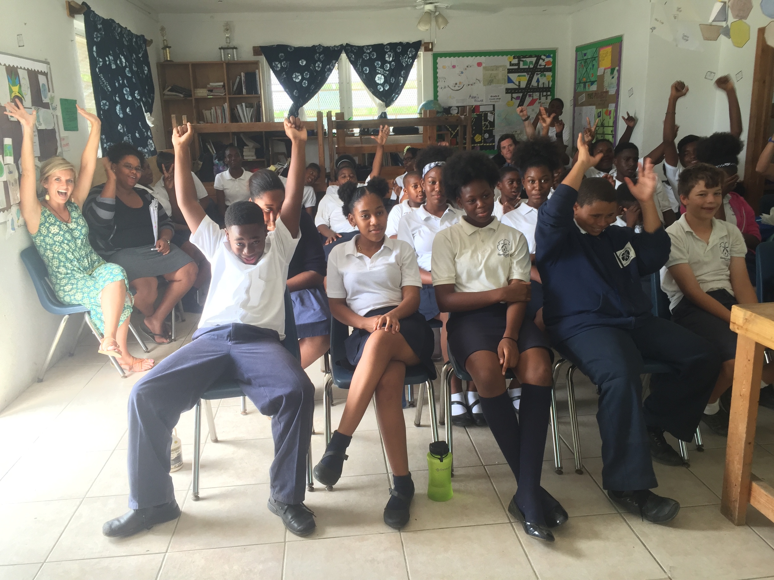 Simeon's classmates watching the Sea Youth Rise Up call-to-action live