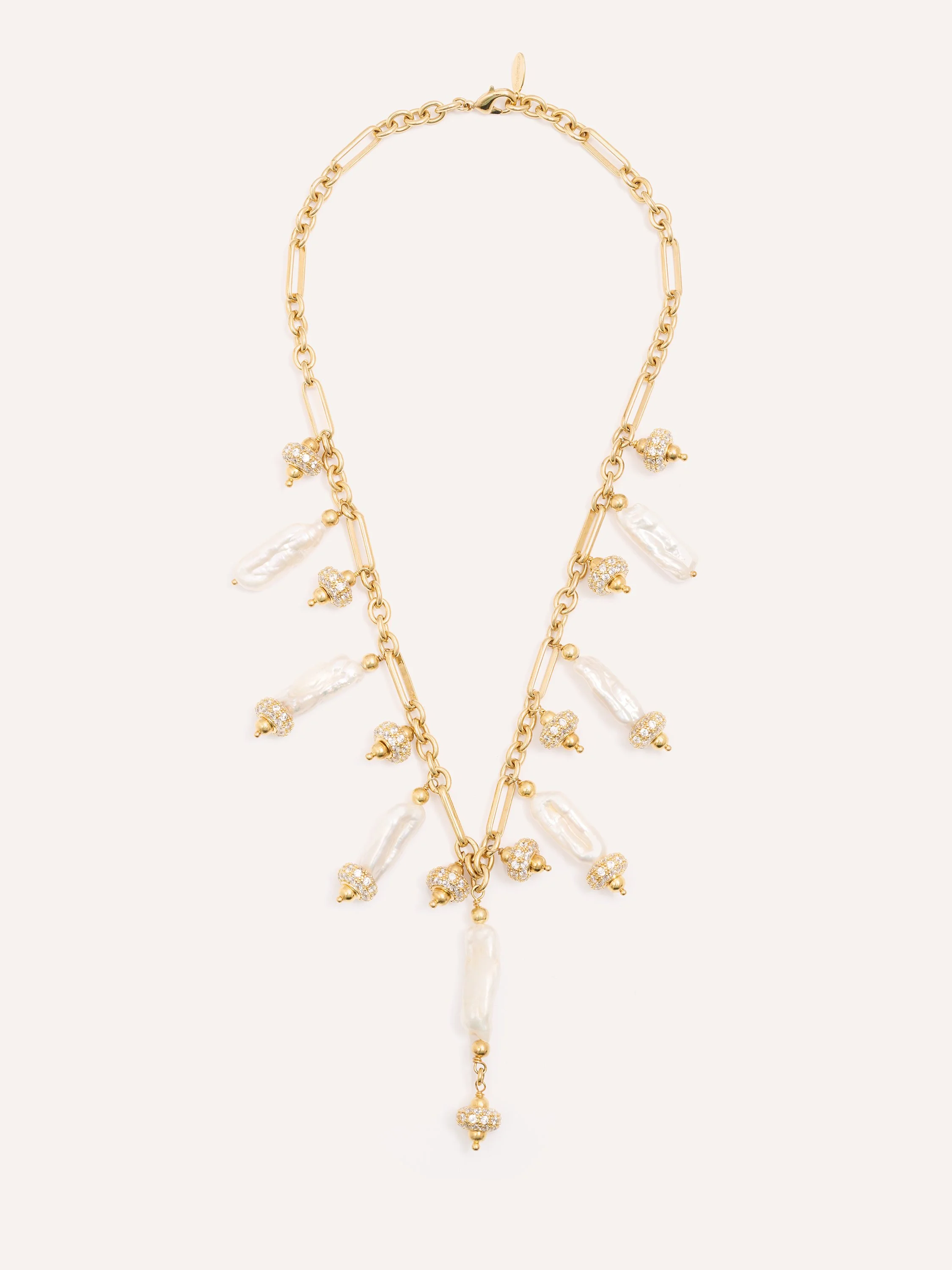 Golden Pearl Glow Tassel necklace