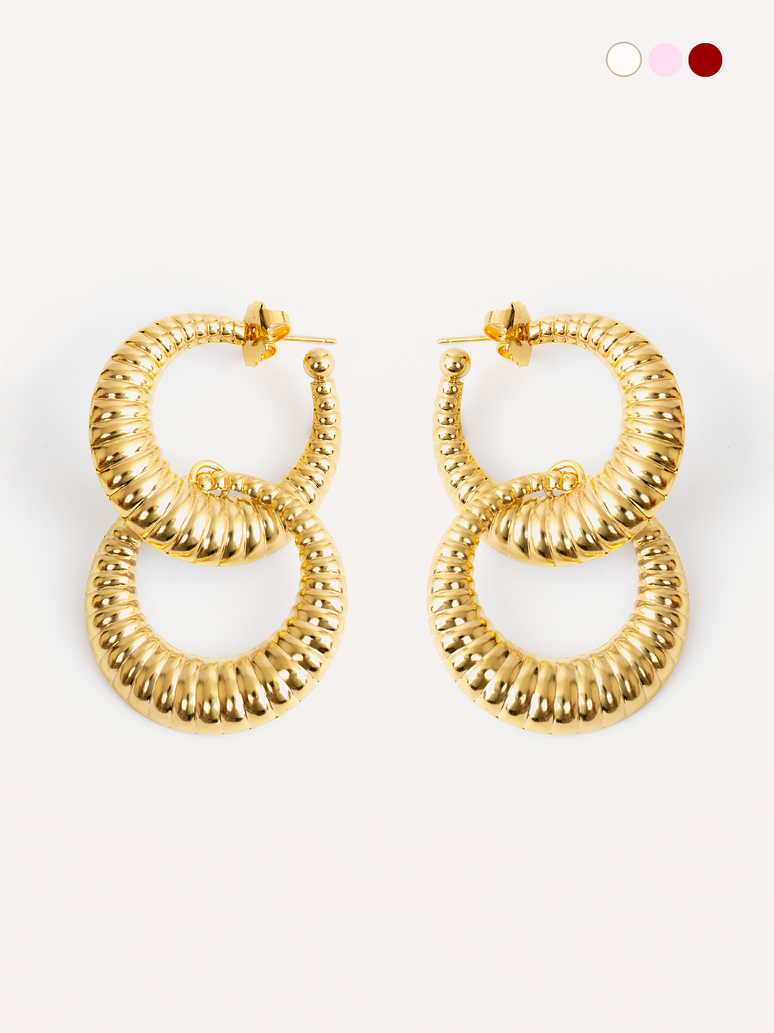 Moon Glaze Double Loop Earrings – Gold