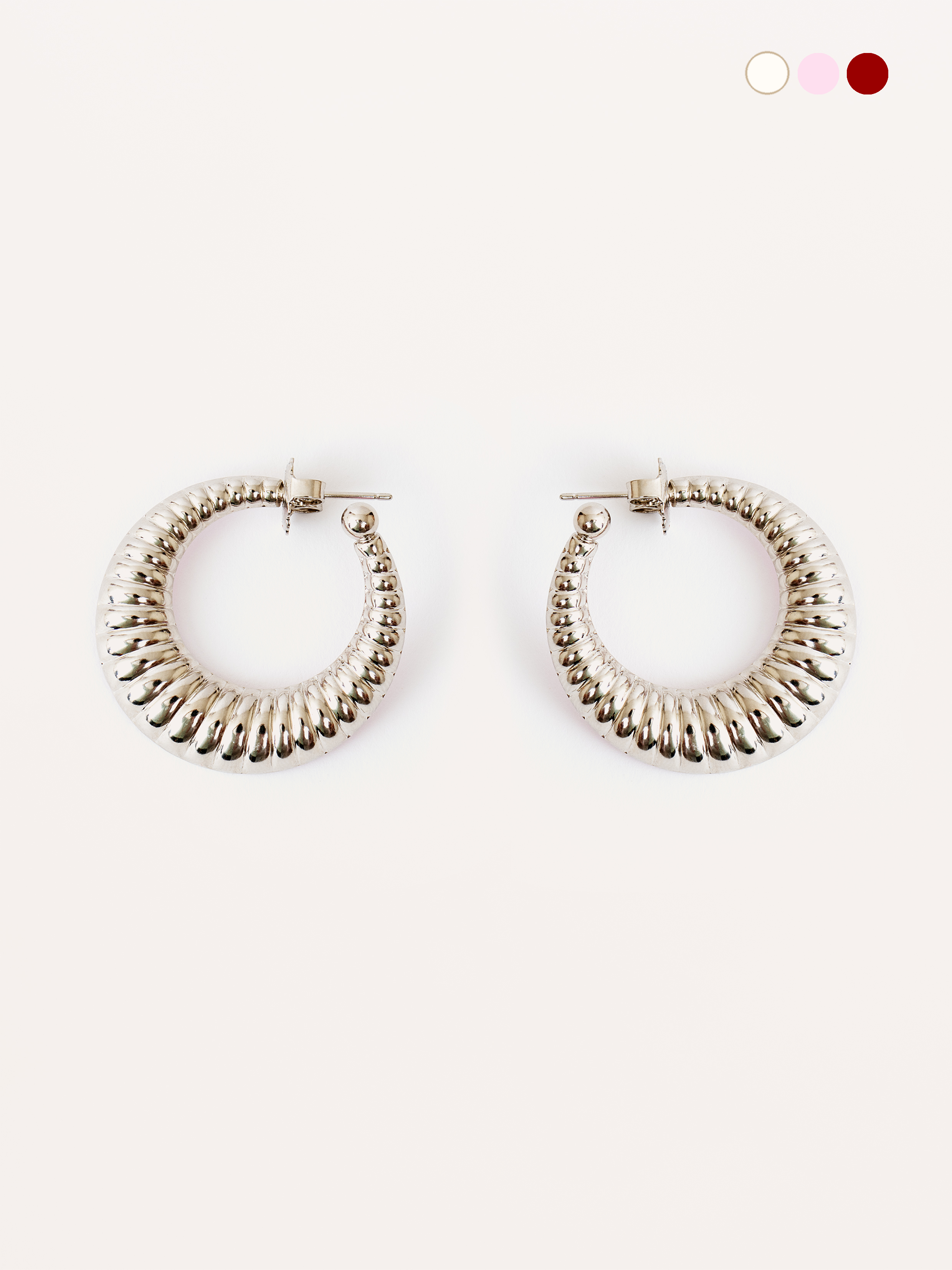 Moon Glaze Loop Earrings – Silver