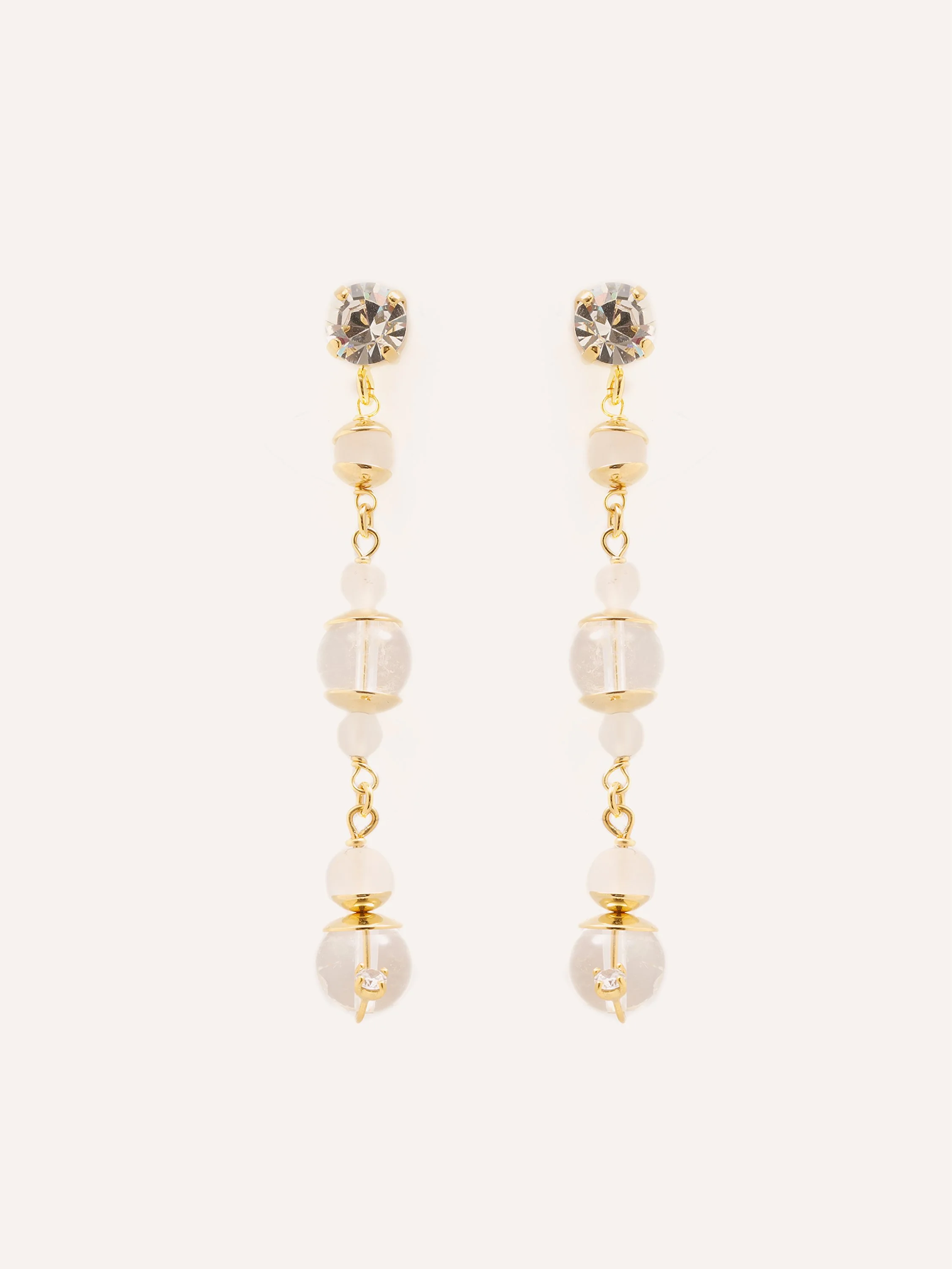 Clear Stone, Flowers Loop Earrings