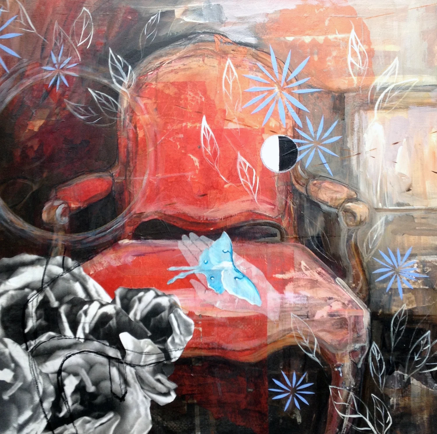 A Chair in New Orleans mixed media on board 28 x 28 inches SOLD