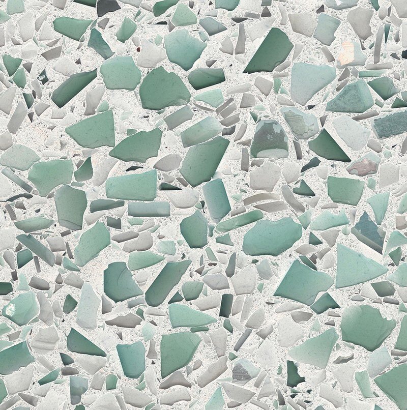 The crystal blue waters and calming waves of the Miami Coast inspired the soothing combination of sea foam green, aqua, white, and sparkling mirrored glass featured in the Aqua Current colorway. Pair with silver accents or crisp, white shades to crea