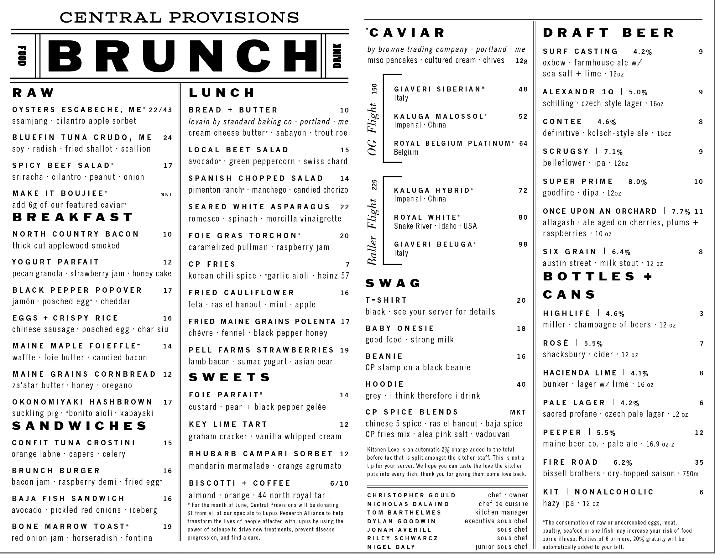 Menus Central Provisions