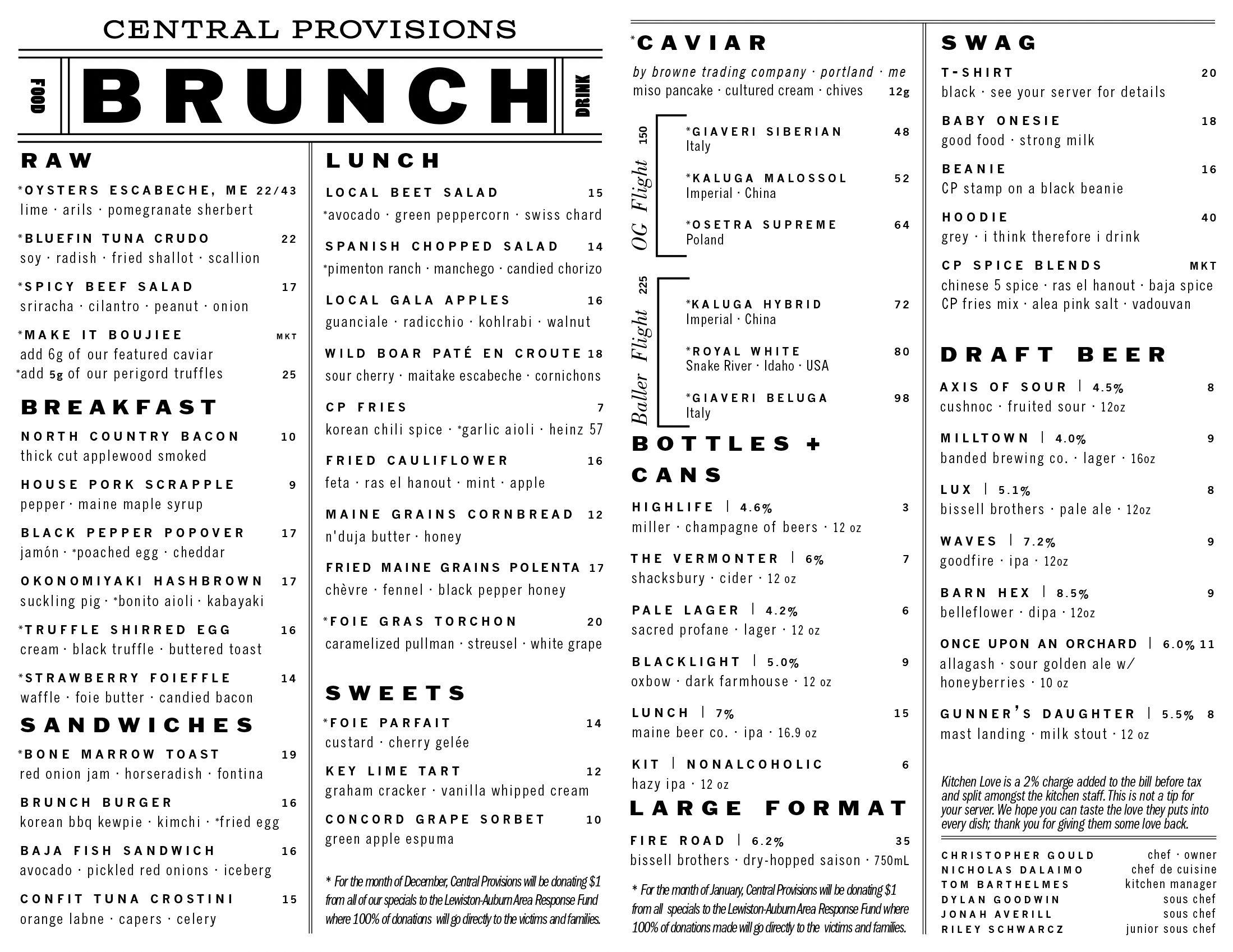 Menus Central Provisions