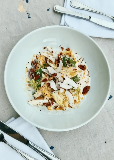 cabbage-coconut salad with spicy pecans
