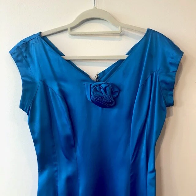 Blue Satin Cocktail Dress