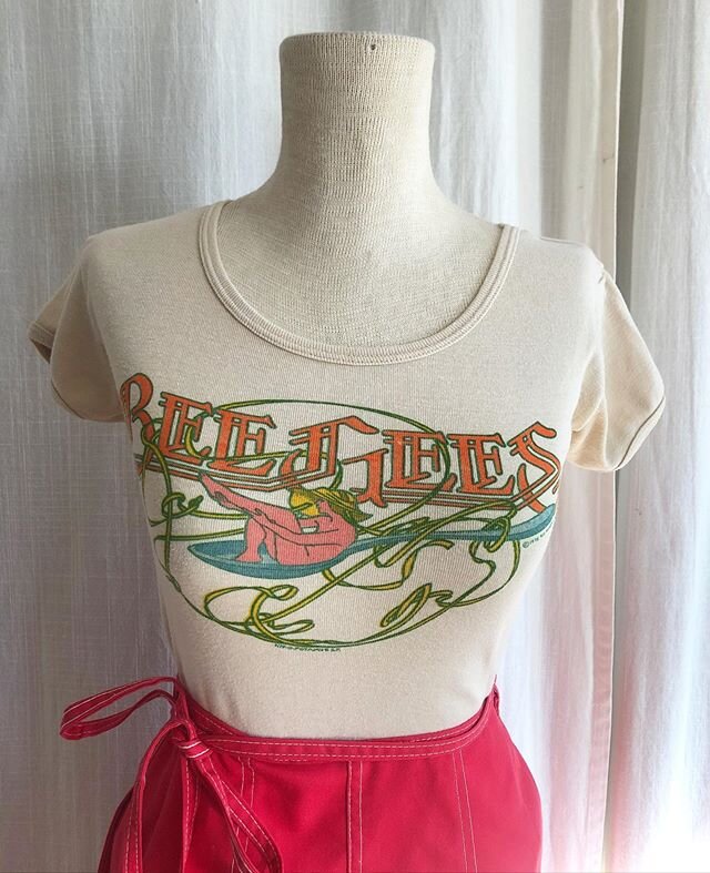 Vintage Bee Gees T and red denim wrap skirt 🌈 coming to the store today! Remember to pick up a tote from the website- all proceeds will go to the incredible @atticyouthcenter 🌈