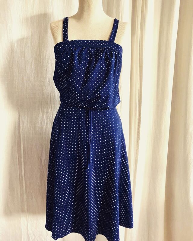 Adorable navy polka dot dress heading to the store today! Keep your eyes peeled ✨