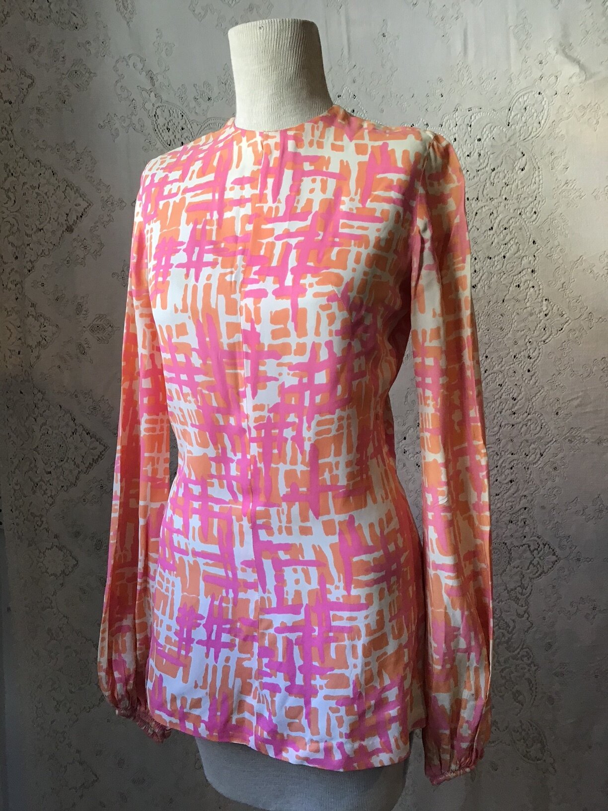 Pink and Orange Silk Blouse