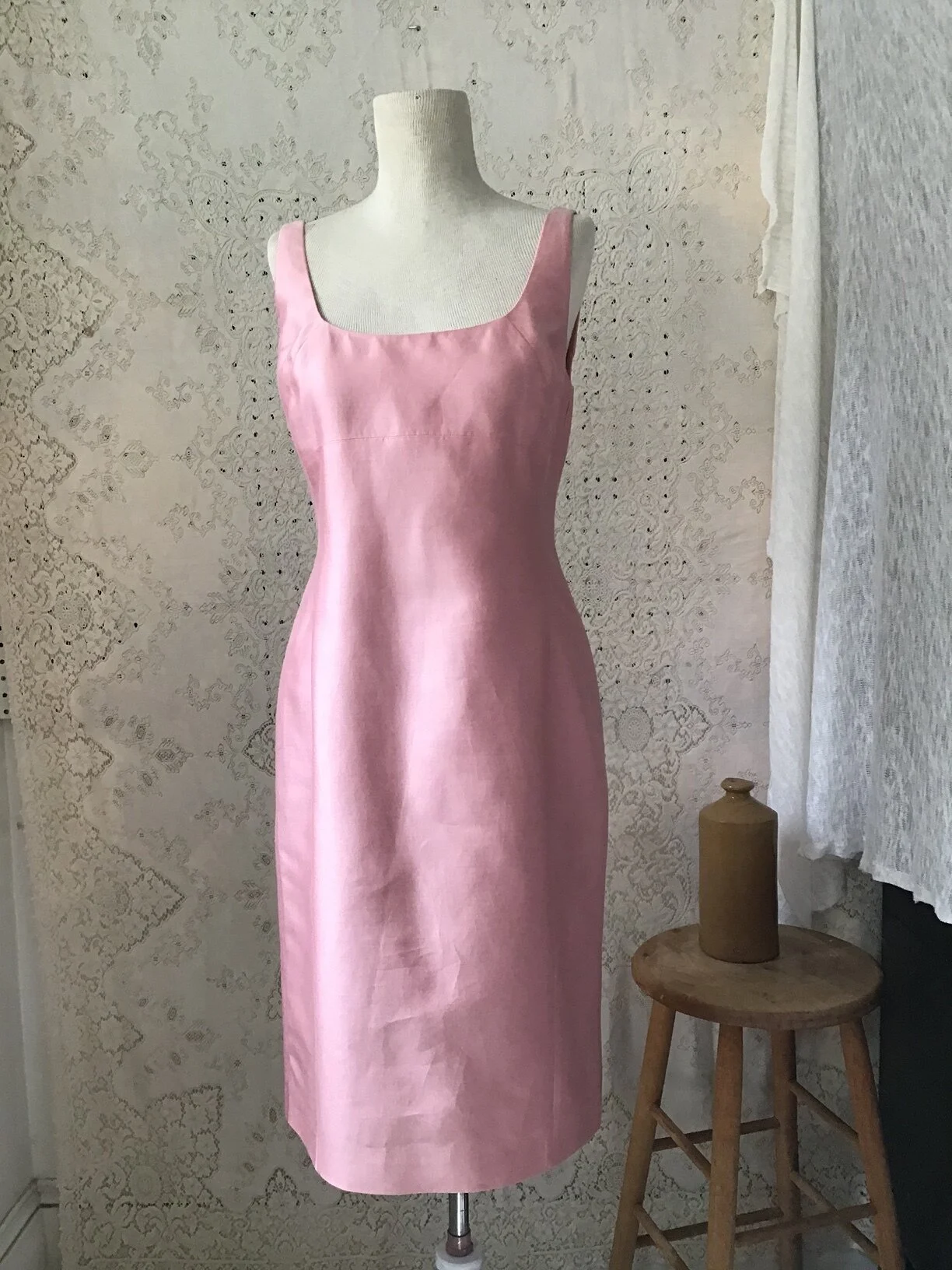 Simple Pink Silk Shift Dress