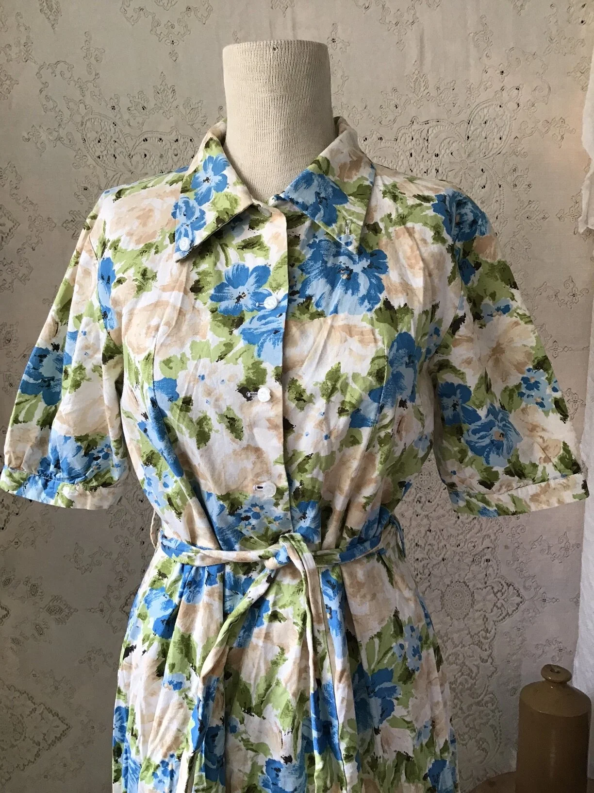 Blue and Tan Floral Sundress