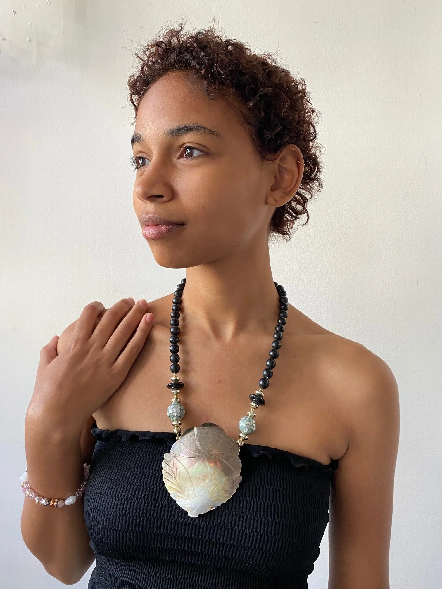 Polished Pearl and Bead Necklace
