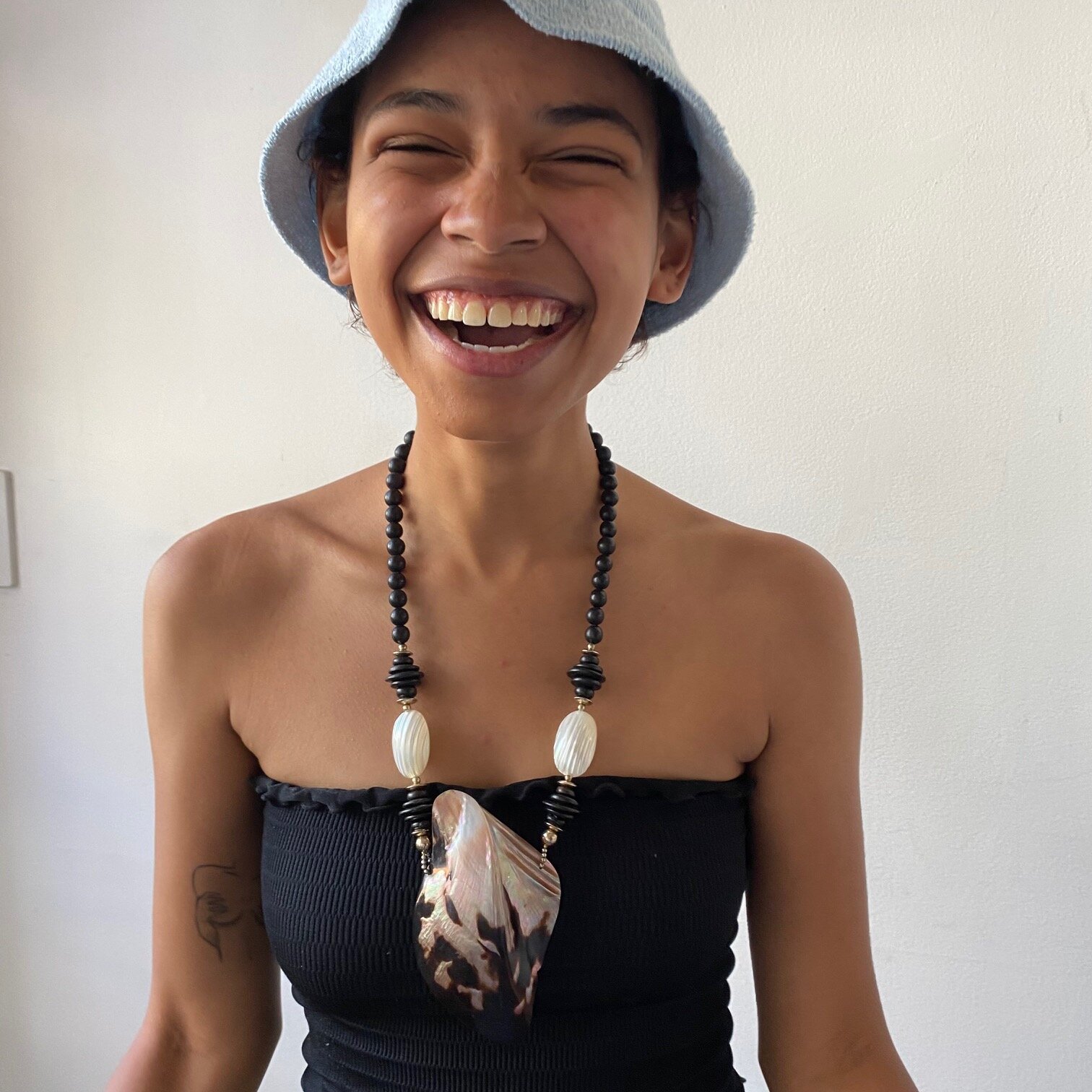 Polished Abalone Shell Pendant and Beaded Necklace