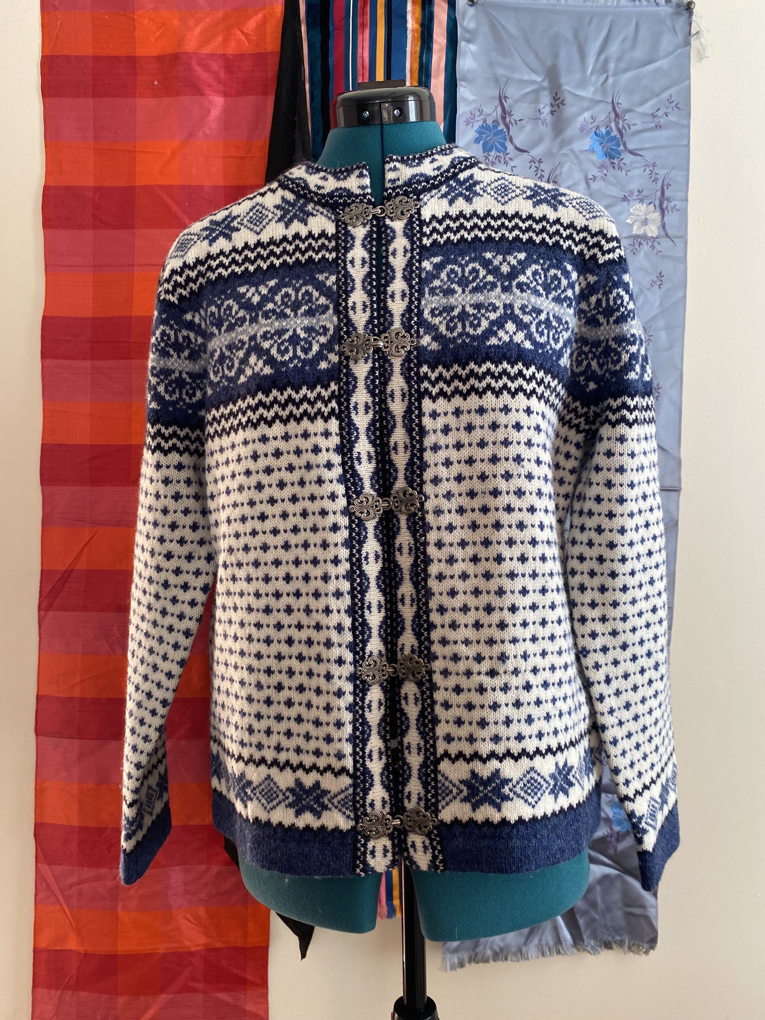 Wool White and Blue Cardigan