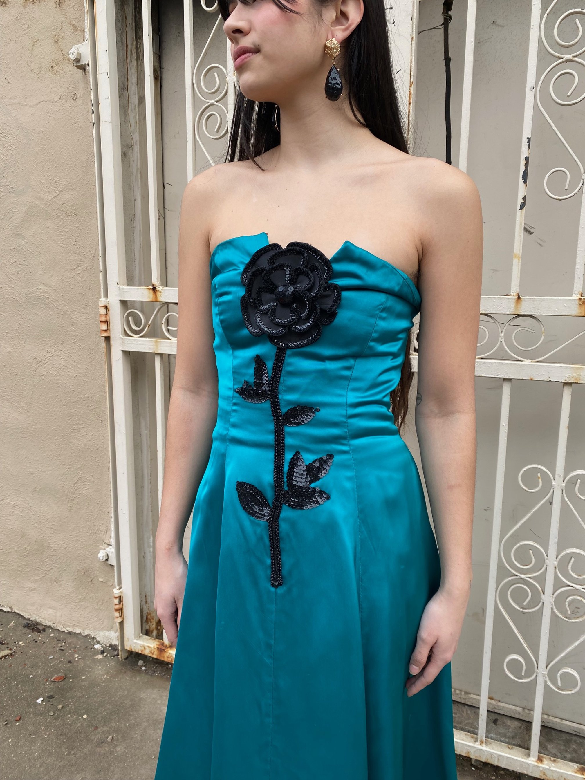 Emerald Satin Gown