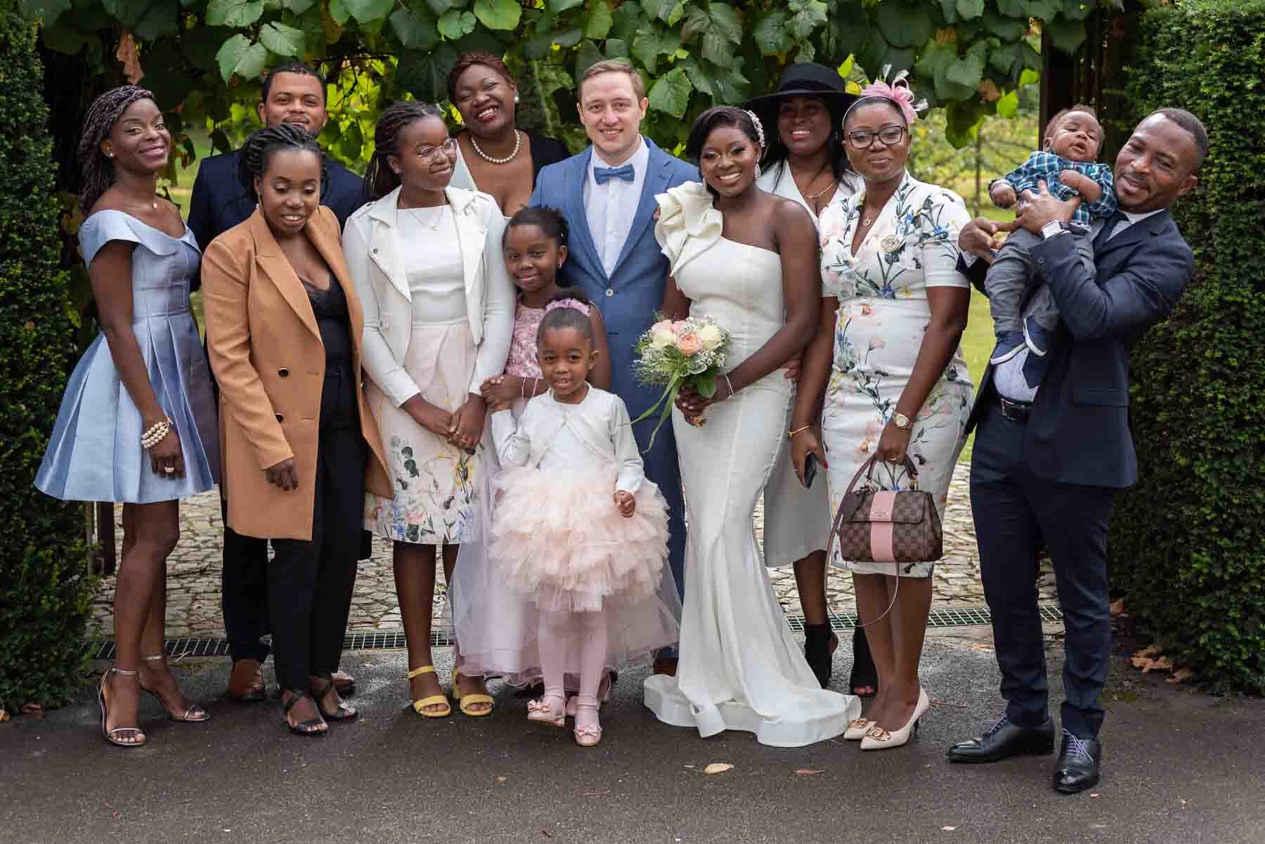  For this wedding I did two entire sets of group photos – the first in front of the maison communale and then here in the gardens of the restaurant where the reception was held. 