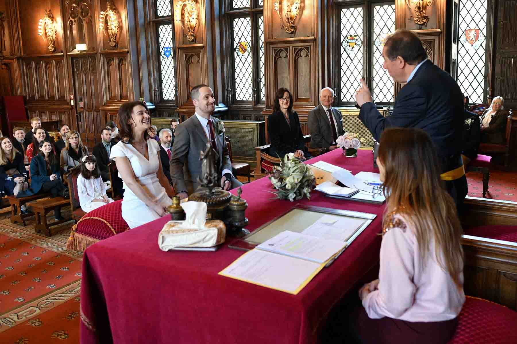  Civil wedding ceremony in the grandeur of Brussels’ Hôtel de Ville. 