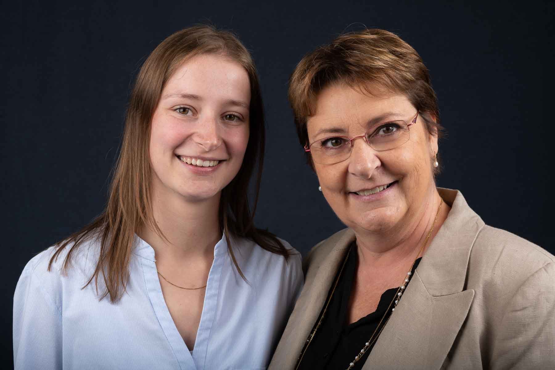  Studio portrait of mother and daughter 