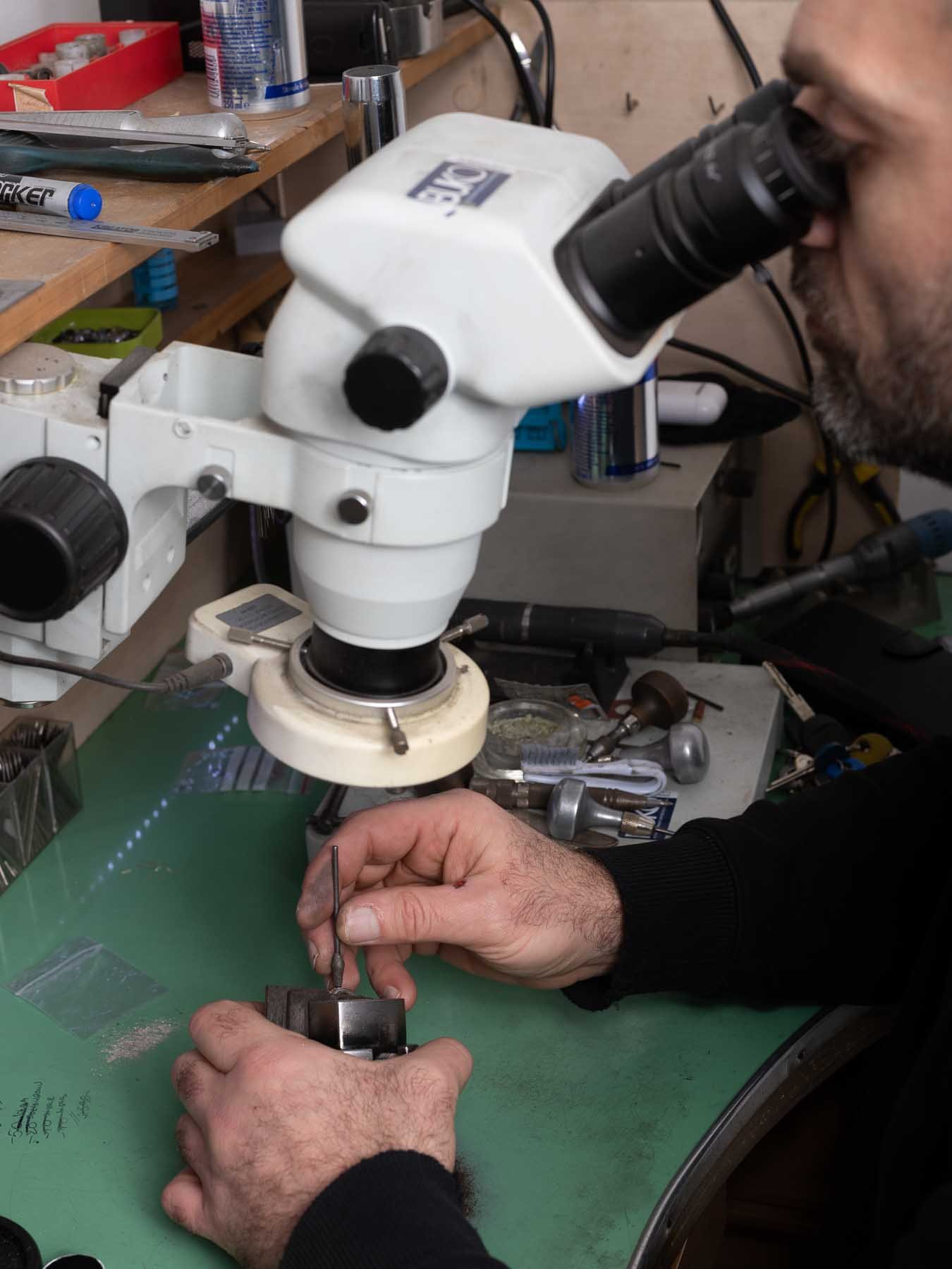  Setting a stone in a ring at  Rocka’s Diamonds , in Antwerp’s diamond district 