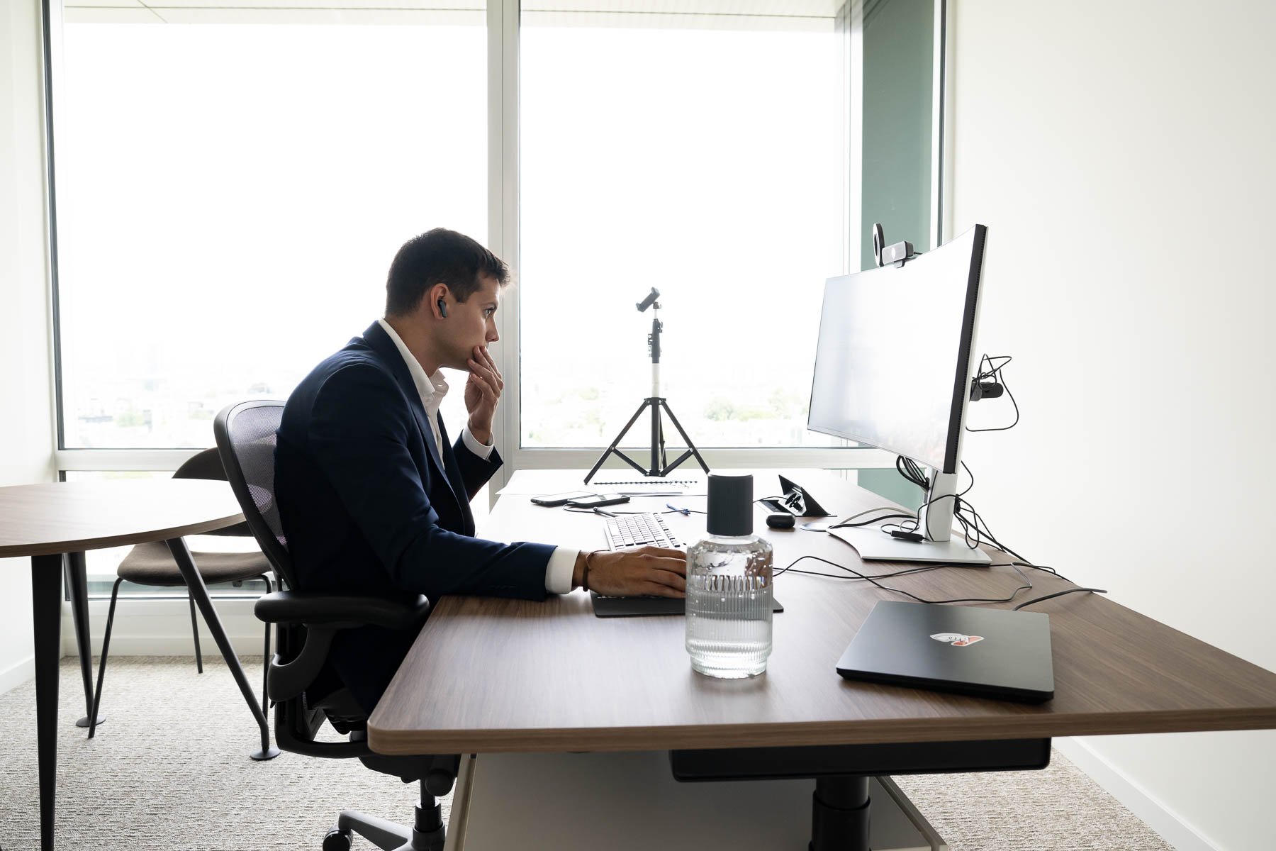 A young lawyer at work in his office in Brussels