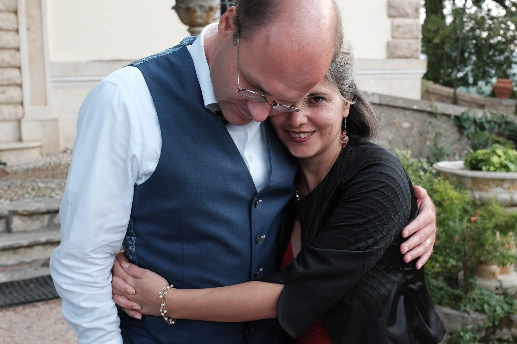 A couple at a wedding party