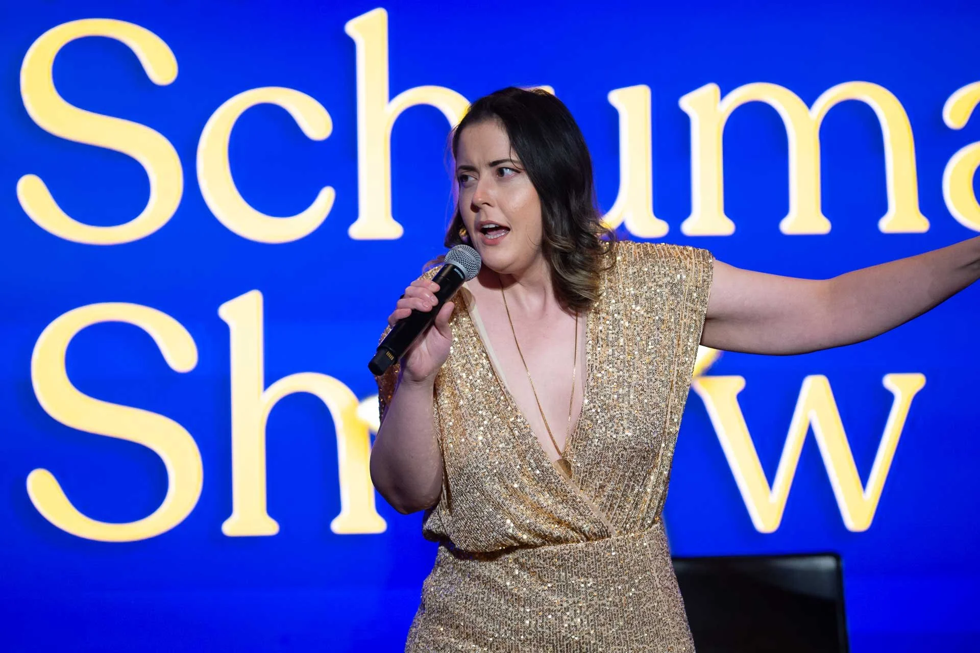  Louise Lernach Day of  The Schuman Show  pops the EU bubble at an end-of-year dinner in Brussels. 