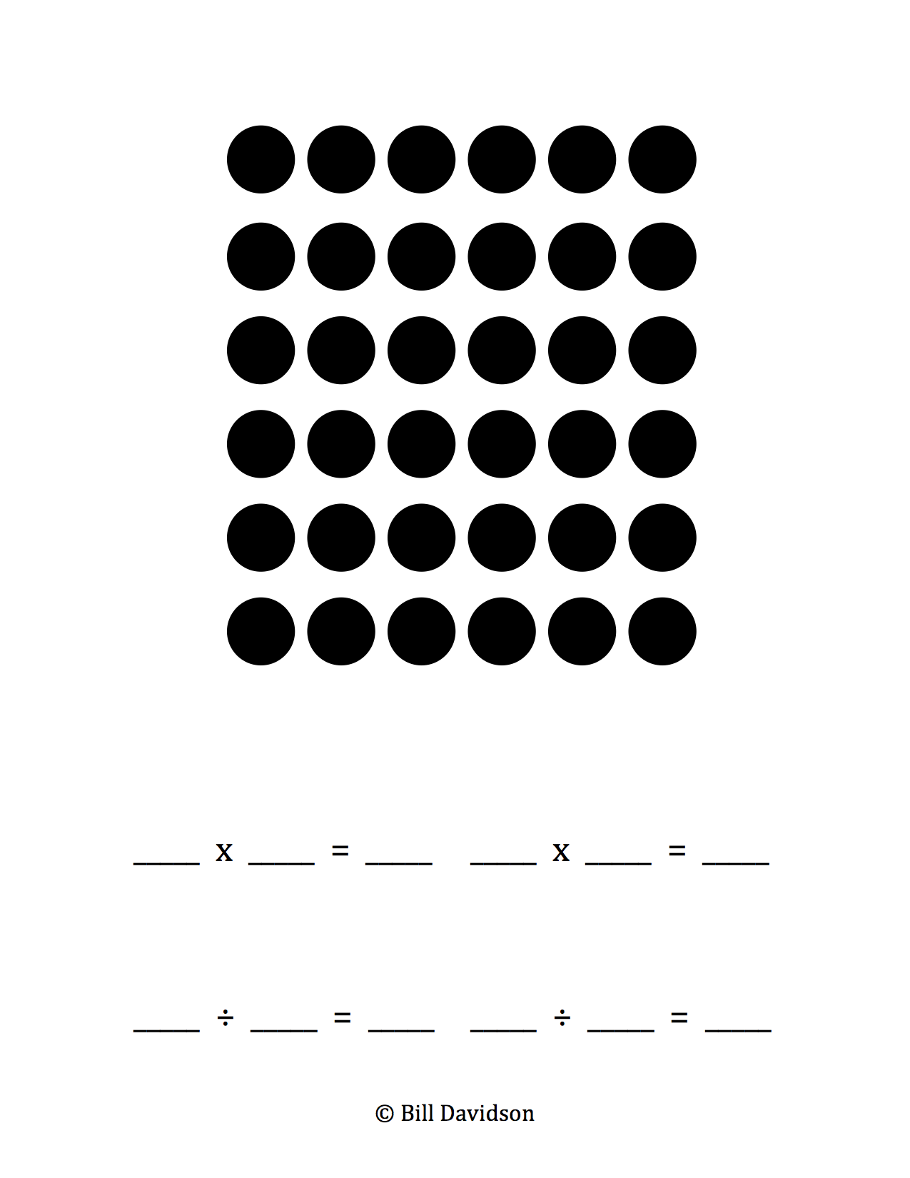 Array with 4 Number Sentences insert