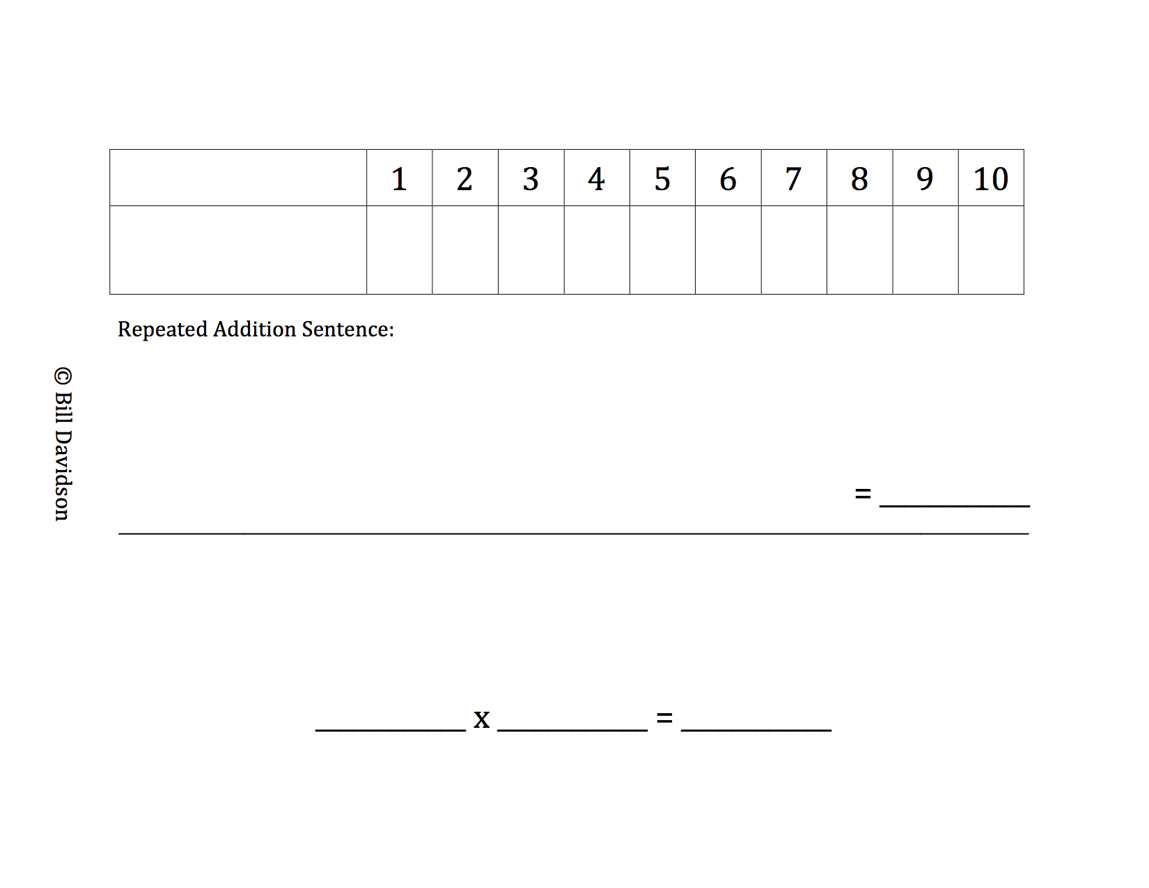 Multiplication Table Insert
