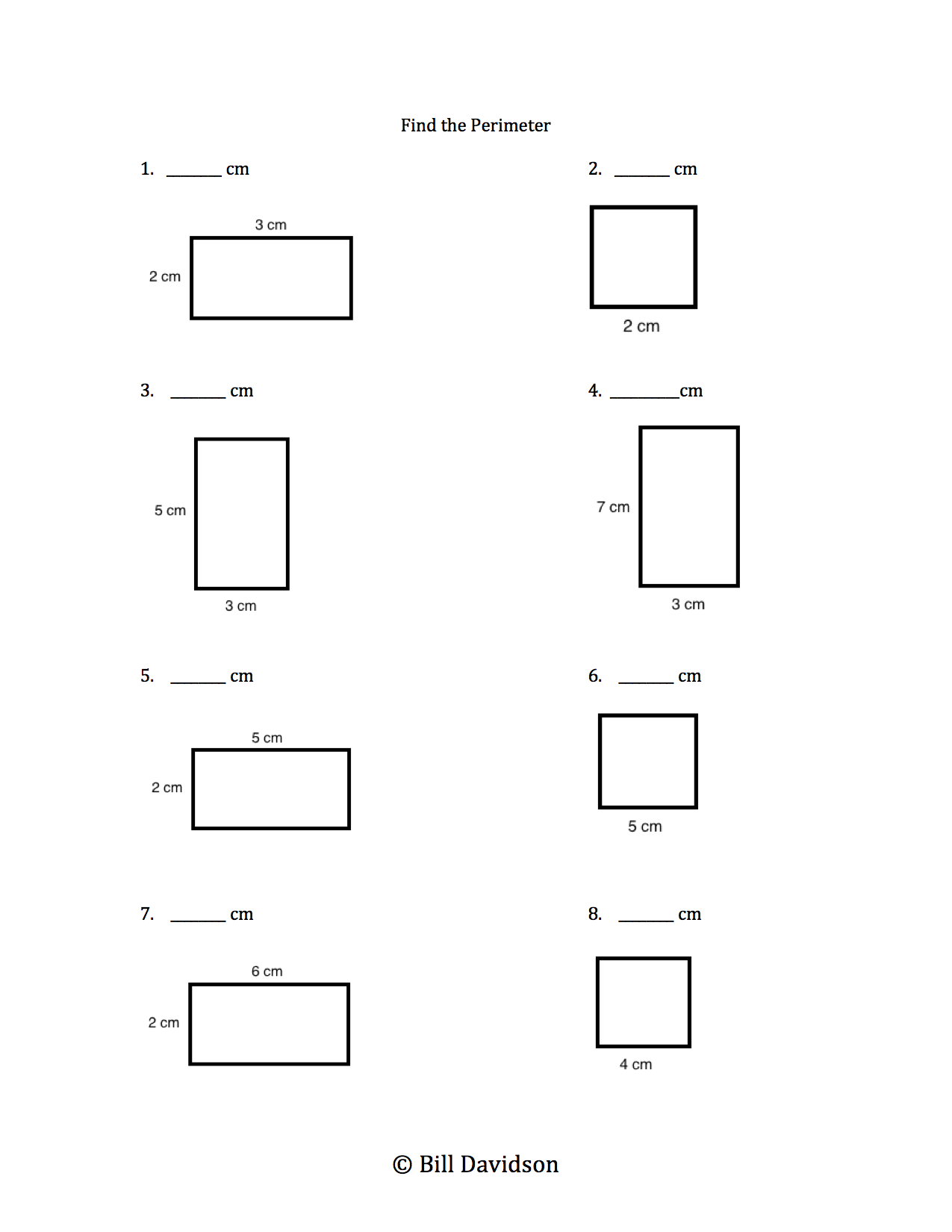 Area & Perimeter of Rectangles Worksheet
