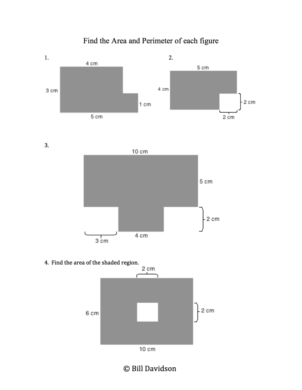 Remedial Area & Perimeter of Composite Figures Worksheet — The Within Area Of Composite Figures Worksheet