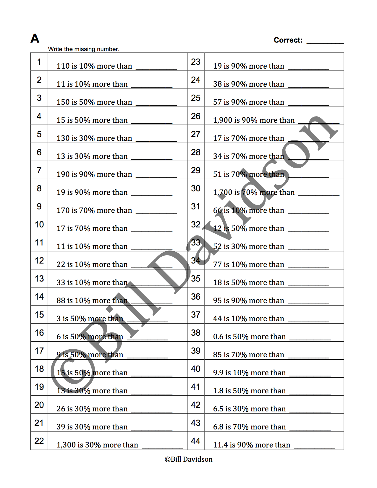 Percent more than (4) — The Davidson Group