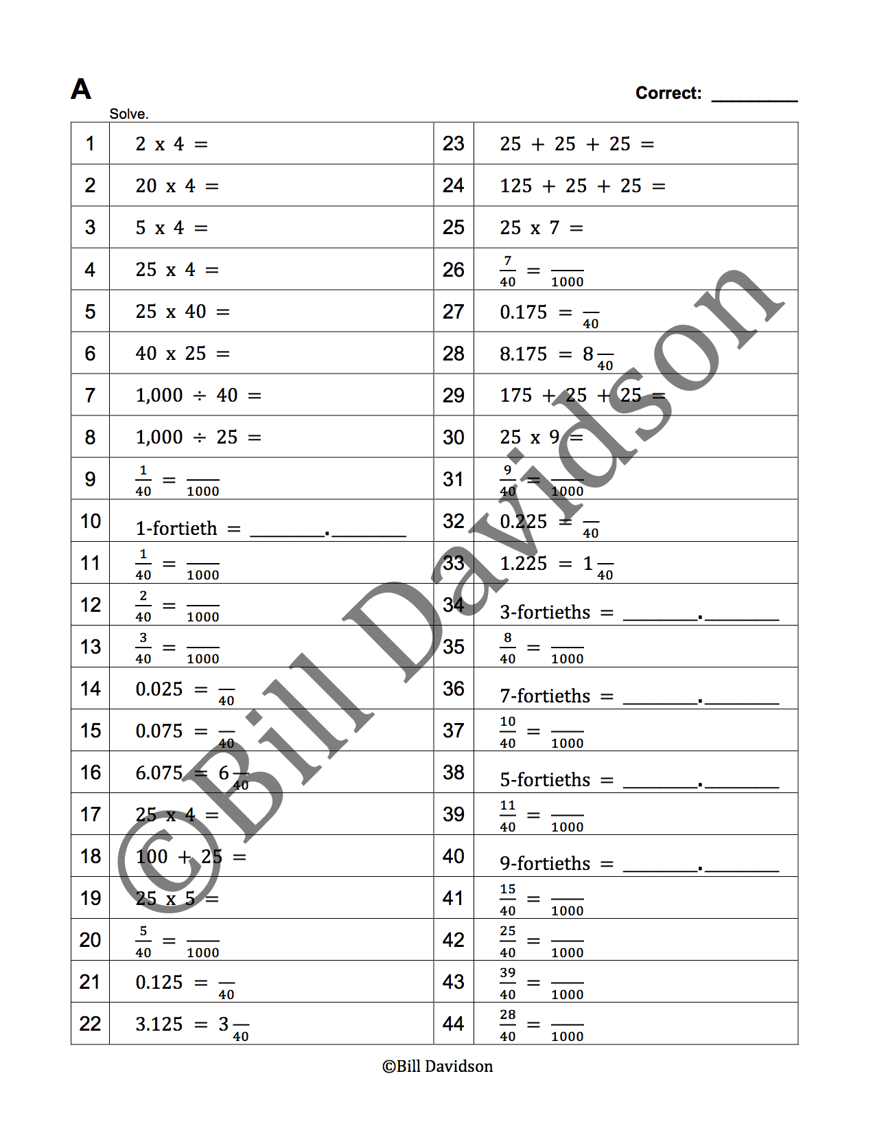 10Express fractions with a denominator of 40 as decimals.png