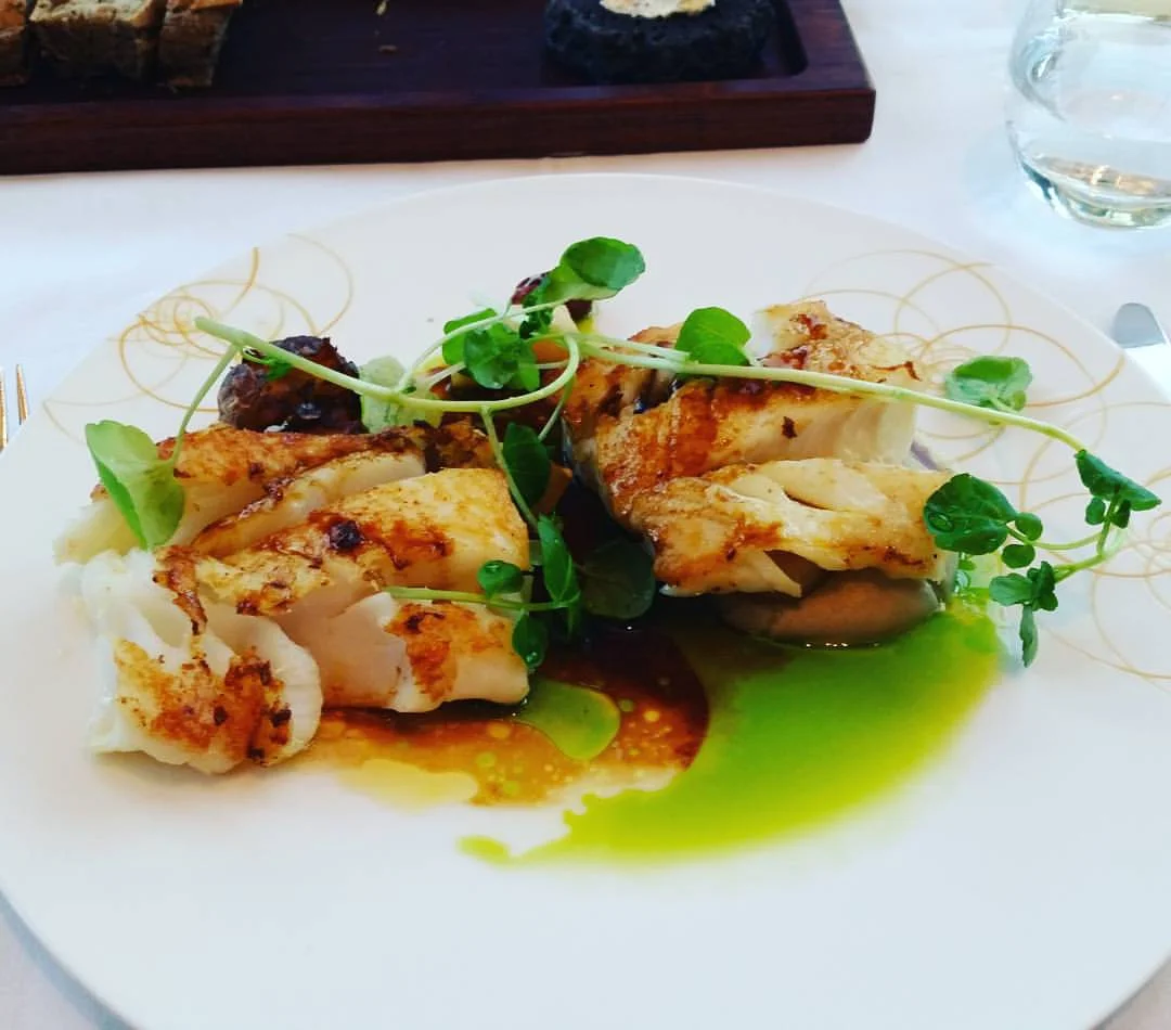 Lunch at Lava - Cod with dill oil and grapes