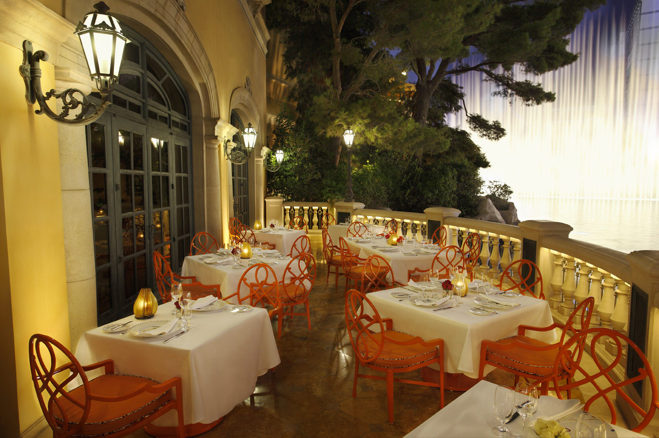 The patio at Picasso restaurant, winner of 2 Michelin stars and an incredible view