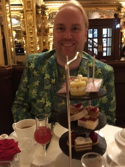 I look very pleased with our goodies...hibiscus tea on the left