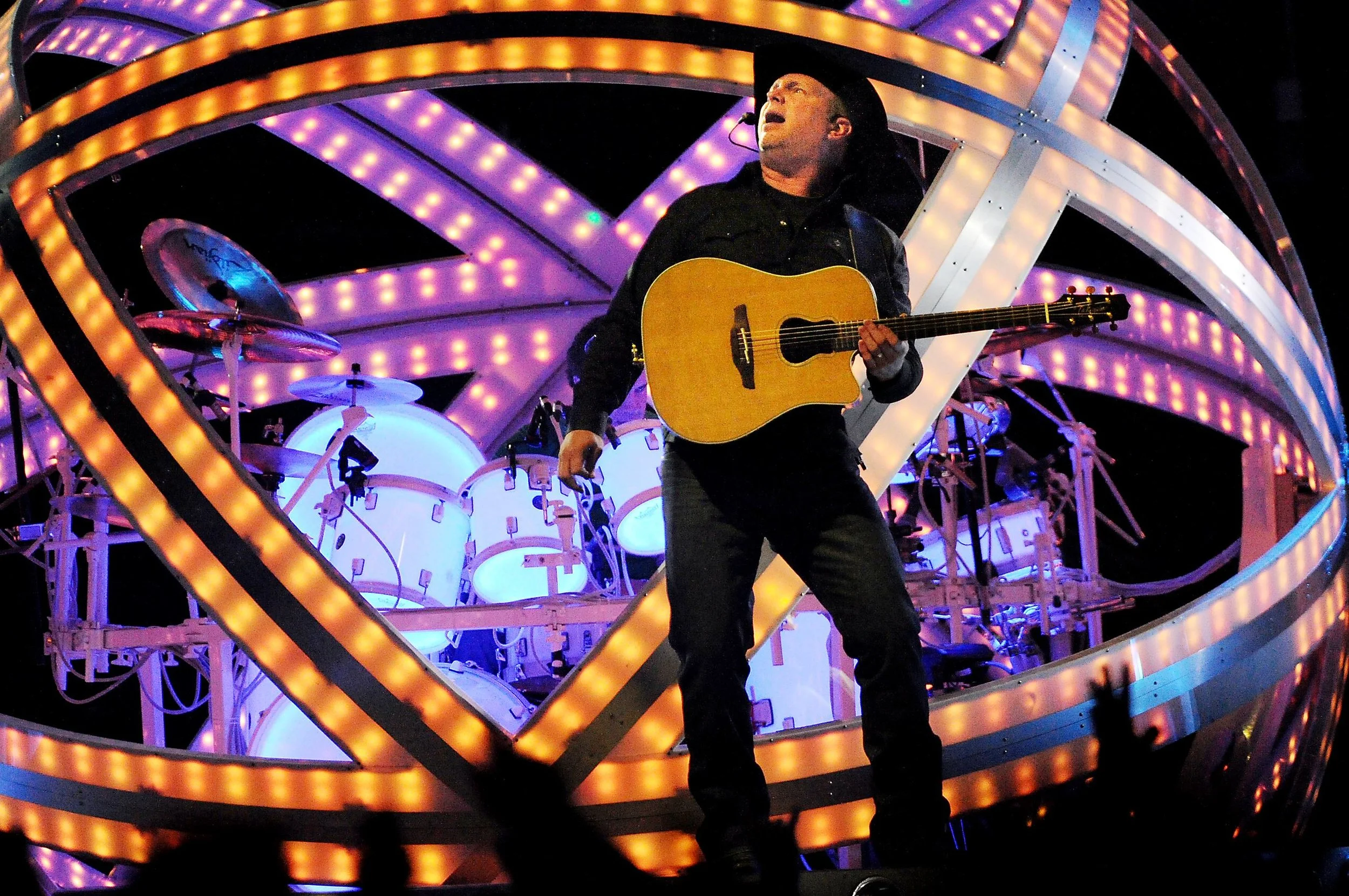 Garth in front of the drummer's cage